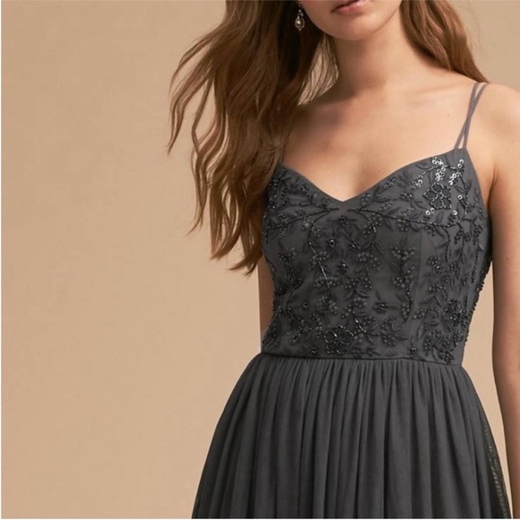 BHLDN Elowen Blue Grey Embellished
Tulle Full Length Bridesmaid Dress 0 - Picture 2 of 7